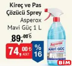 ASPEROX MAVİ GÜÇ KİREÇ VE PAS ÇÖZÜCÜ SPREY 1 L fiyat ve kampanya bilgisi